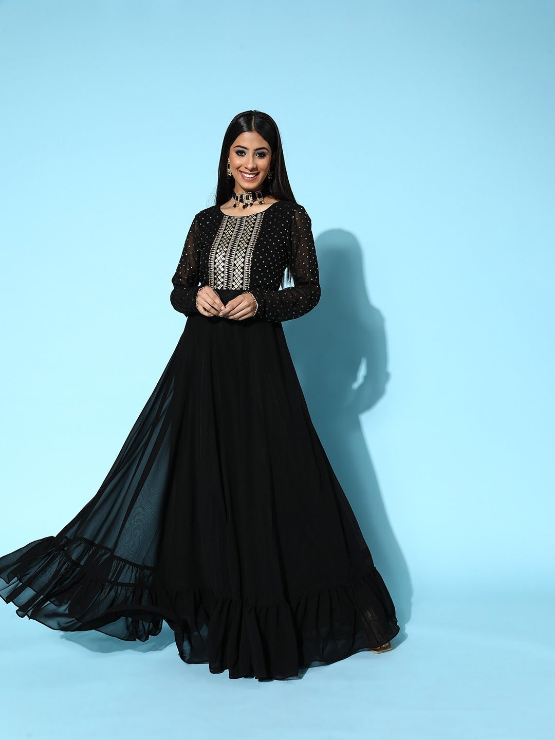 Buy Black Festival Fancy Fabric Party Wear Kurti Online : Indian Ethnic Wear  -