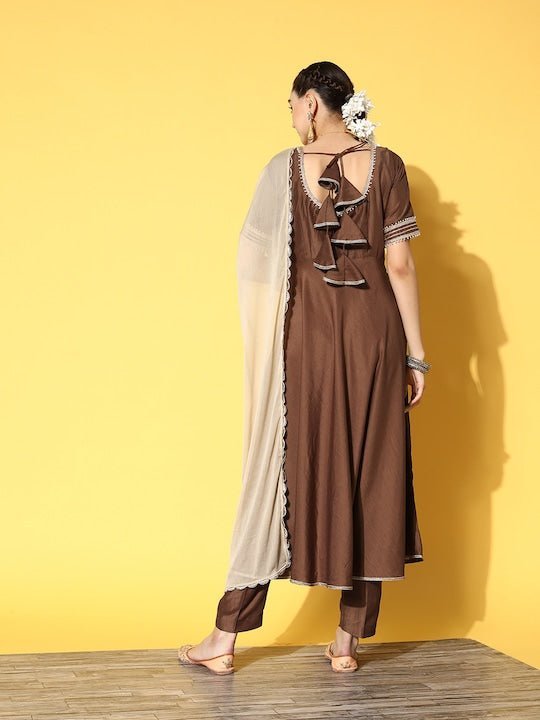 Beautiful Brown Kurta With Pant And Dupatta