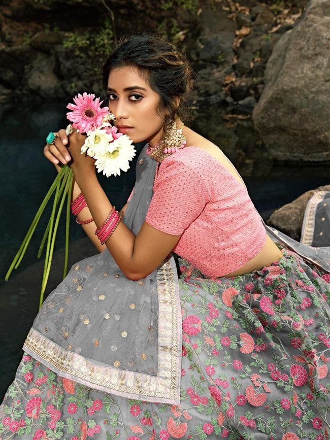 Buy Soch Pink & Grey Embroidered Lehenga Choli Set With Dupatta for Women  Online @ Tata CLiQ