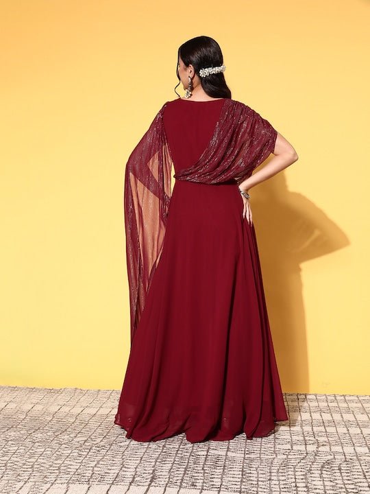 Burgundy Off the Shoulder Maroon Prom Dresses Long Sleeves Slit Formal –  Rjerdress