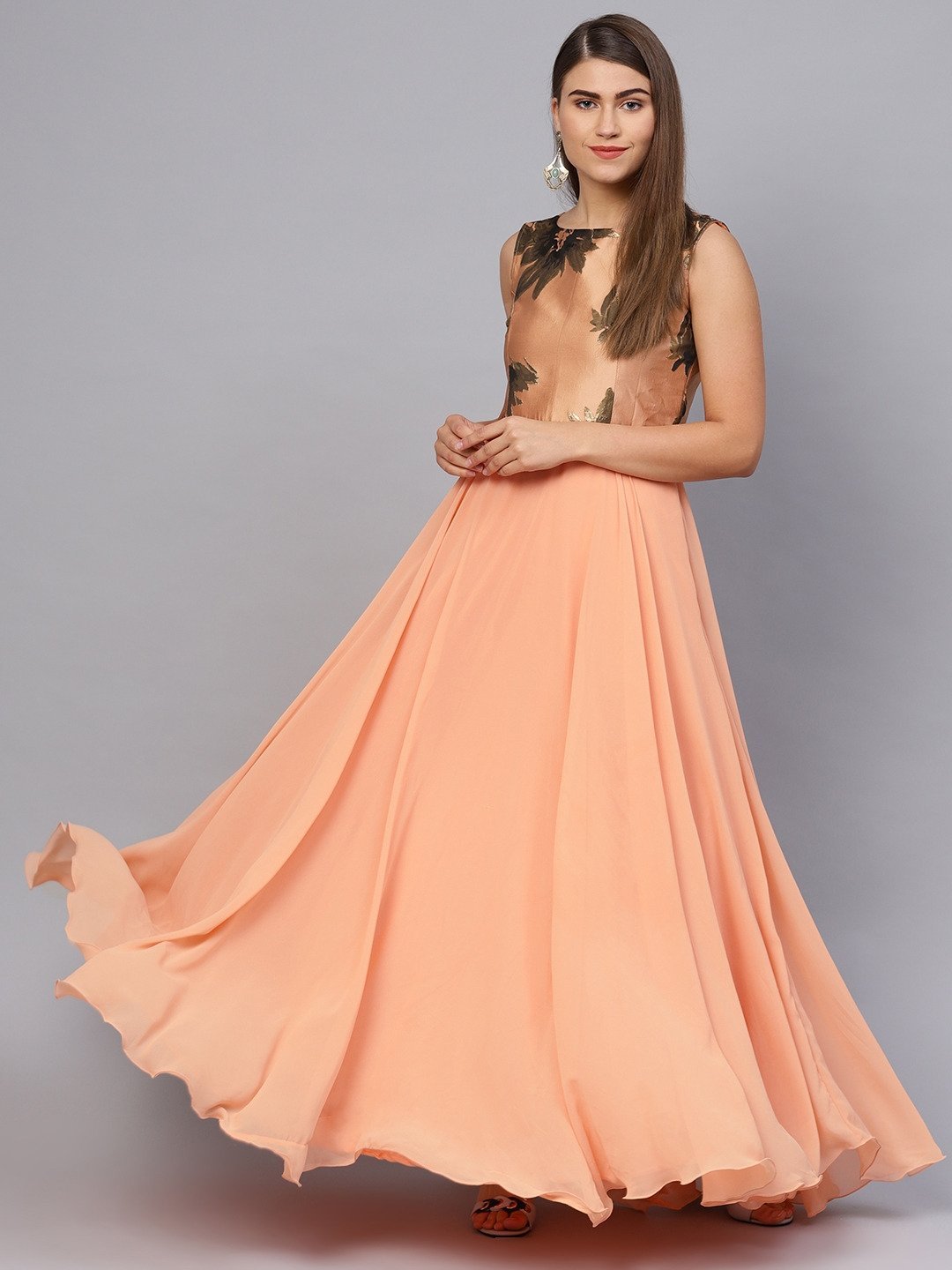 Violaine Peach Convertible Maxi Dress | Boutique 1861