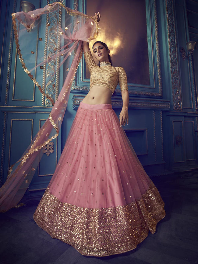 Hot Pink Color Silk Designer Wedding Wear Lehenga Choli - 2493139603
