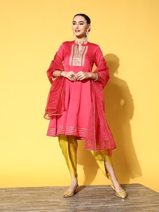 Buy AMAR DEVIDAS KIYU Dhoti Suit Womens Printed Anarkali Kurta with Dhoti  Salwar Suit Set for Women(Pack of 1) (M, Design 1) at Amazon.in