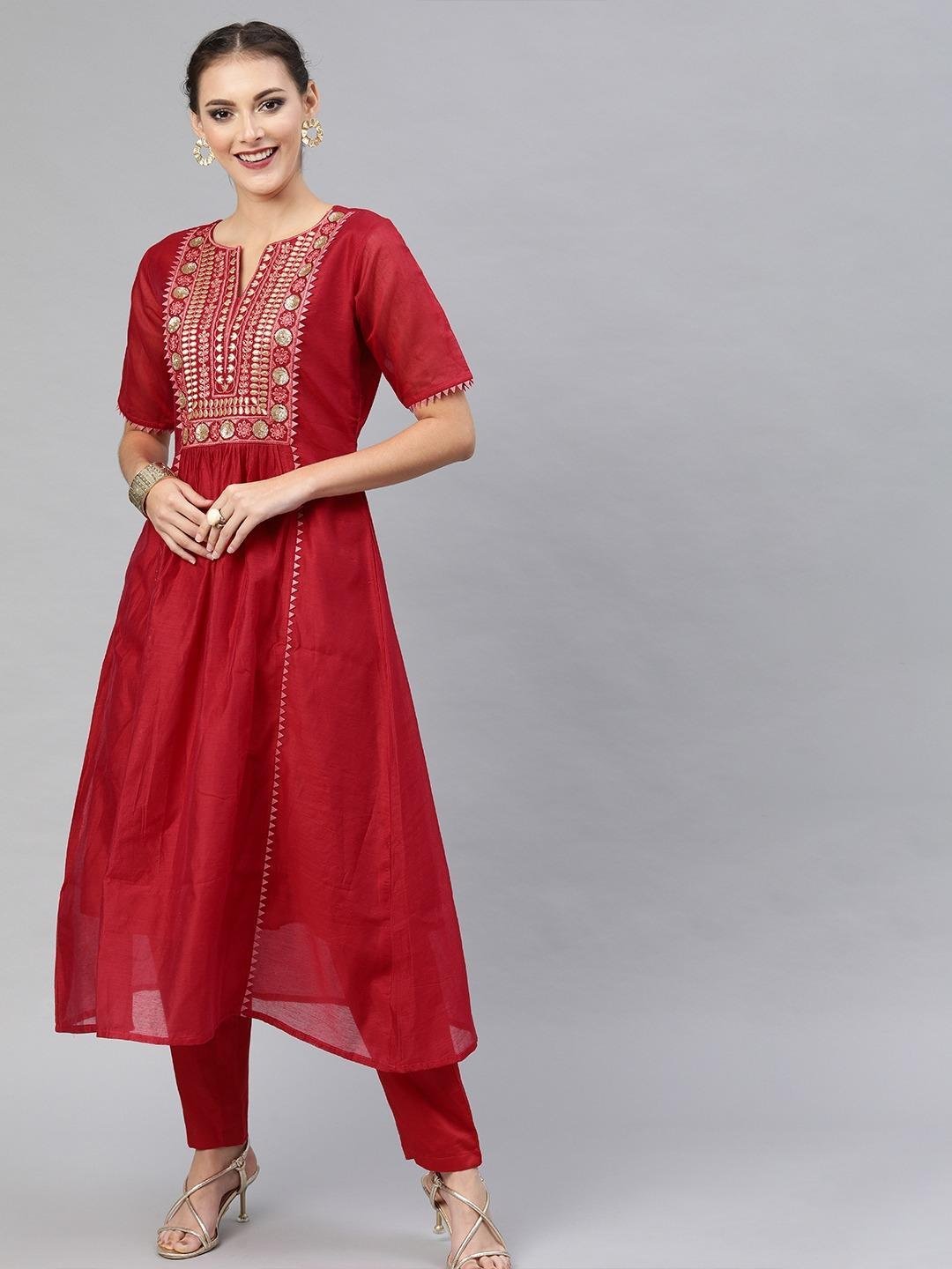 Women's Cotton Blend Traditional Straight Printed Kurta and Pant Set | Women  Kurta Sets Kurtis |