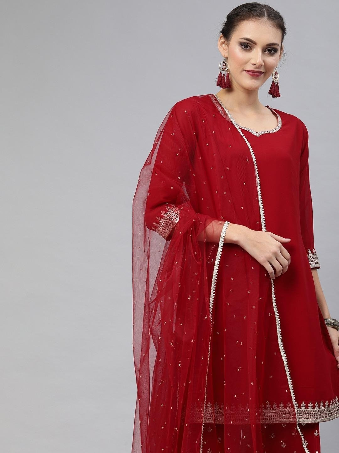 Buy Women Kurti With Dupatta New Design Women Solid Kurti With Red
