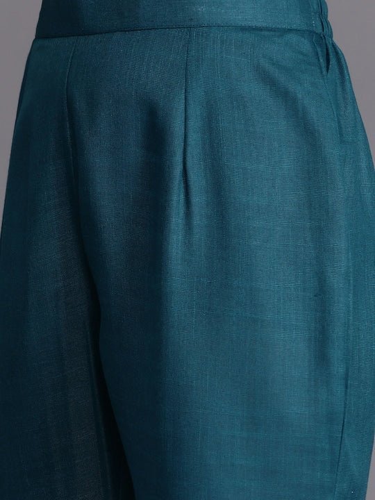 Teal Blue Indowestern In Art Silk Fabric | Silk fabric, Blue jacket style, Teal  blue