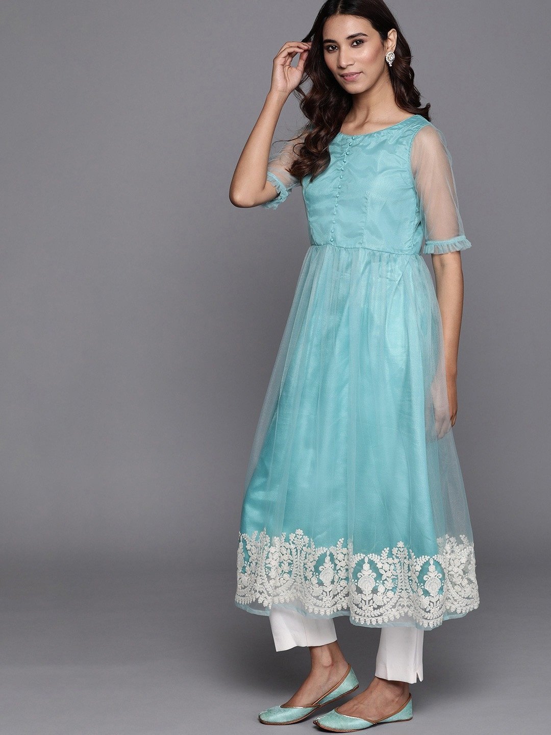 Turquoise color clearance kurtis