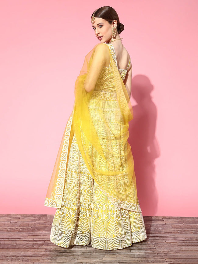 Haute Couture Yellow Sangeet Lehenga Zari SIYA430BR – ShreeFashionWear