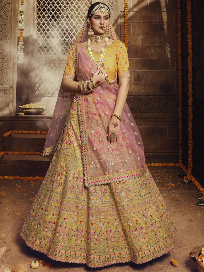 Pakistani Designer Embroidered Yellow Lehenga Choli #BN845 | Pakistani  bridal dresses online, Bridal mehndi dresses, Pakistani mehndi dress