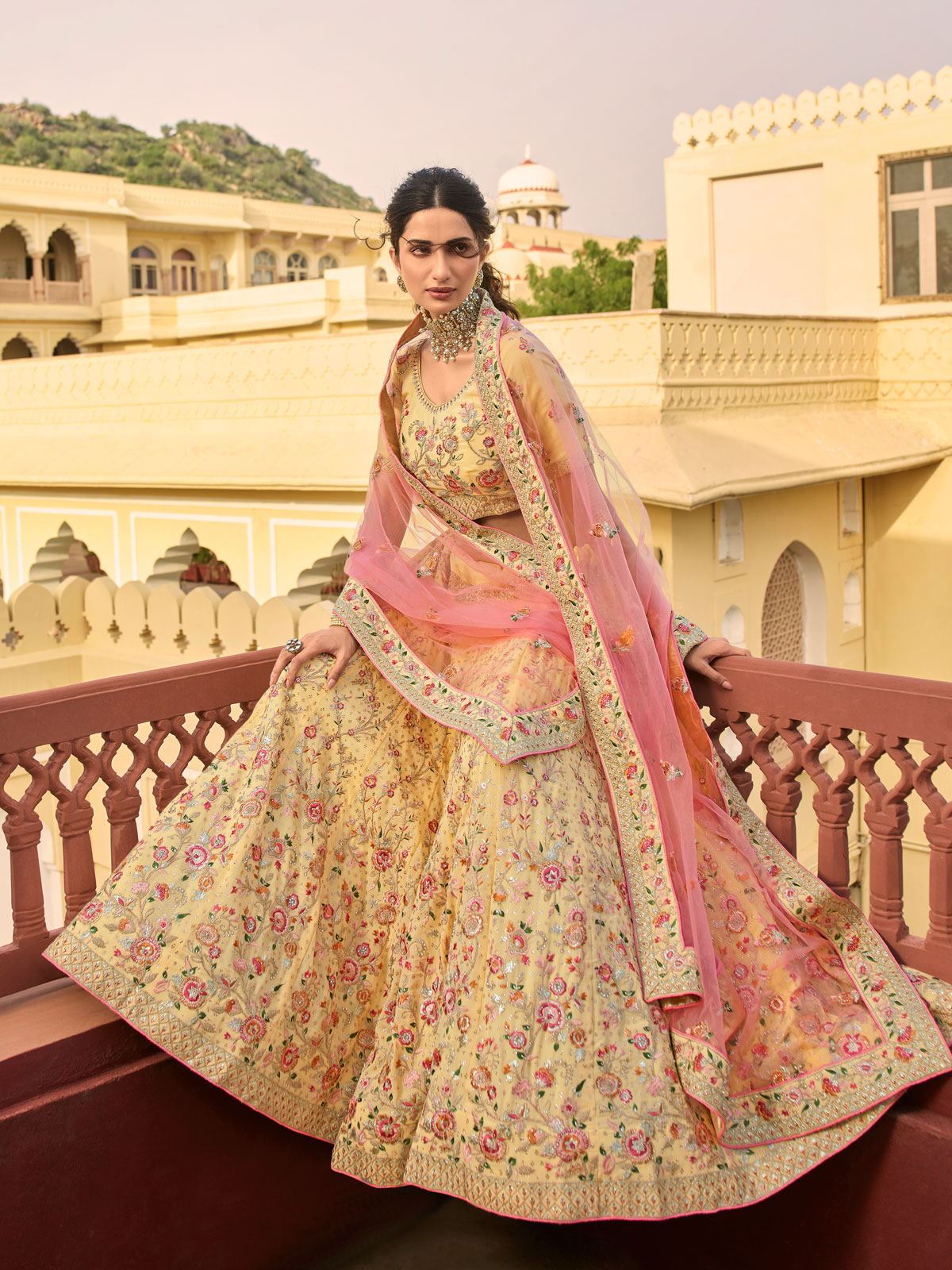yellow and red pure banarasi silk Indian wedding lehenga choli 62004 |  Indian wedding lehenga, Bridal lehenga choli, Designer lehenga choli