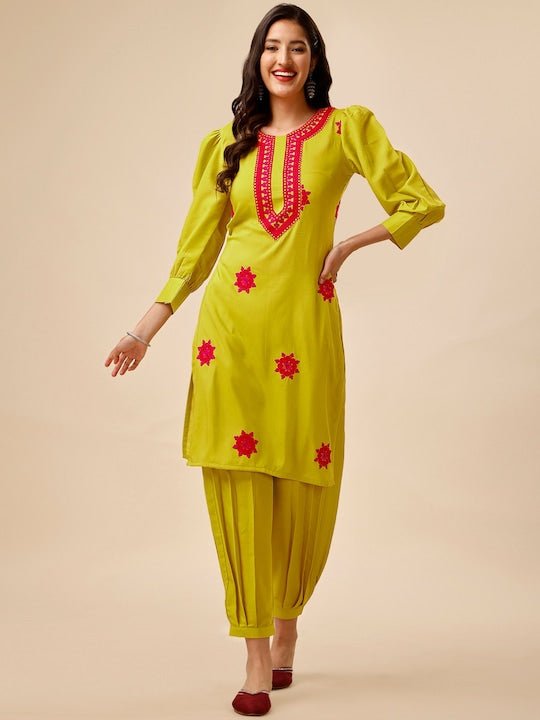 Dhoti Kurta Sets Women Green Floral A-line Kurti With Dhoti Pant Indian  Party Wear Summer Wear Kurta Set Kurta With Pants Tunics - Etsy